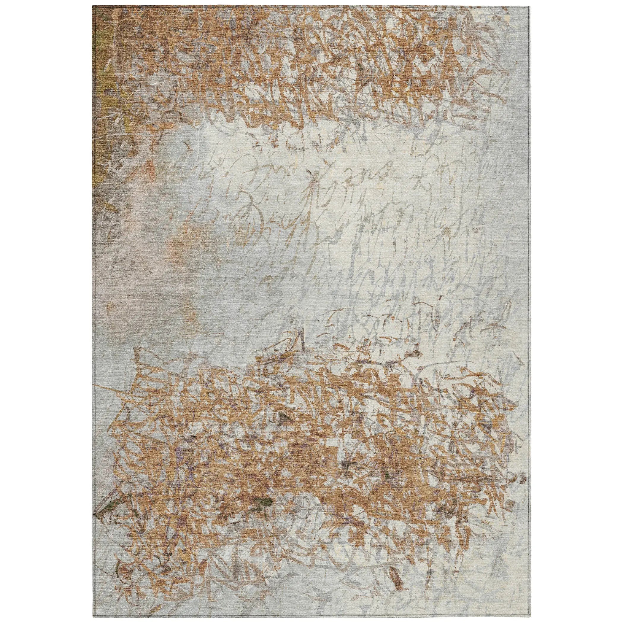 9' X 12' Copper And Beige Abstract Washable Indoor Outdoor Area Rug Homeroots Outdoor