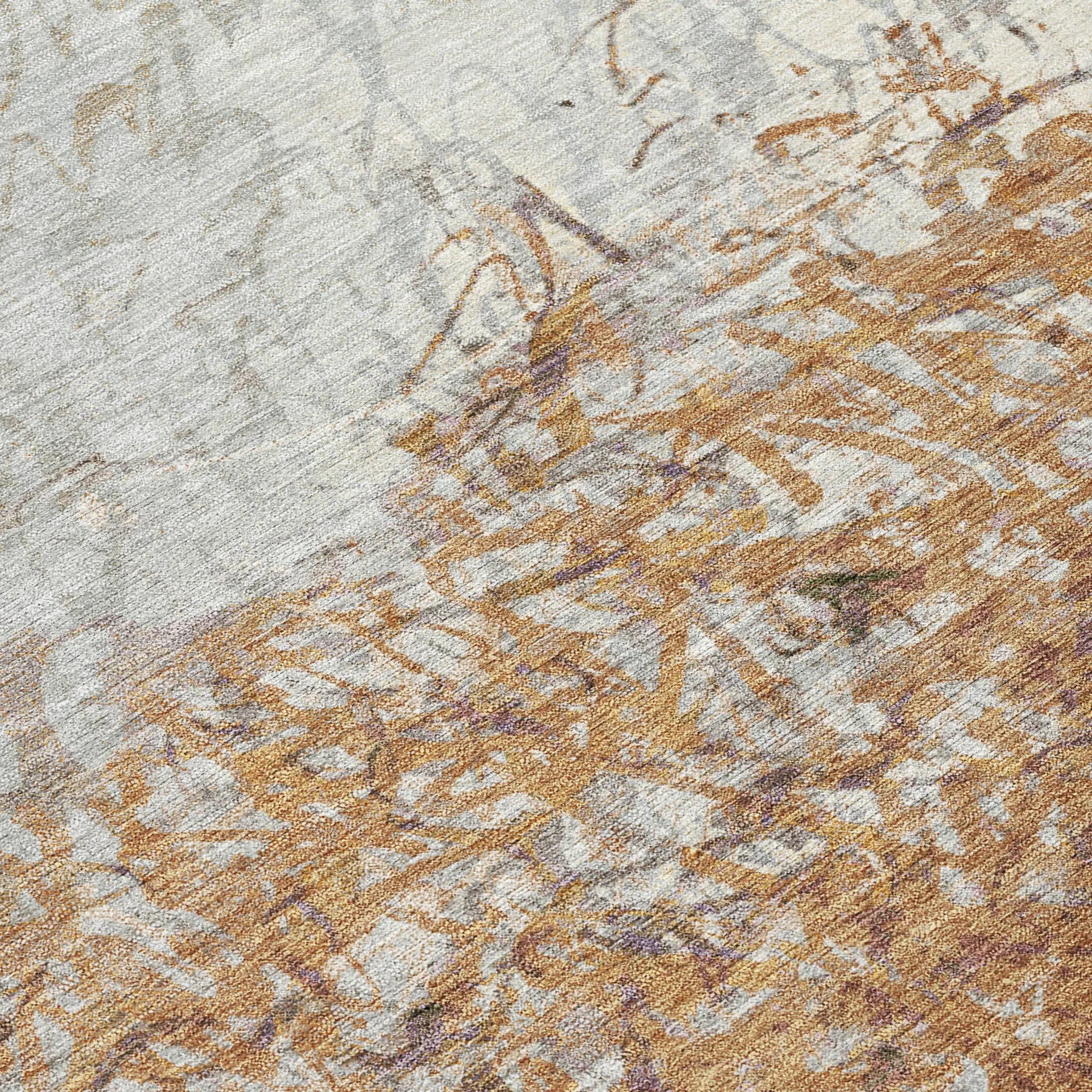 9' X 12' Copper And Beige Abstract Washable Indoor Outdoor Area Rug Homeroots Outdoor
