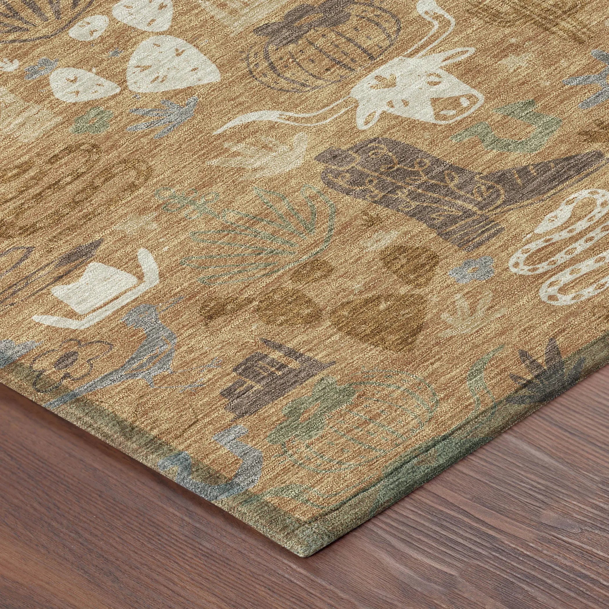 9' X 12' Copper And Beige Cactus Washable Indoor Outdoor Area Rug Homeroots Outdoor