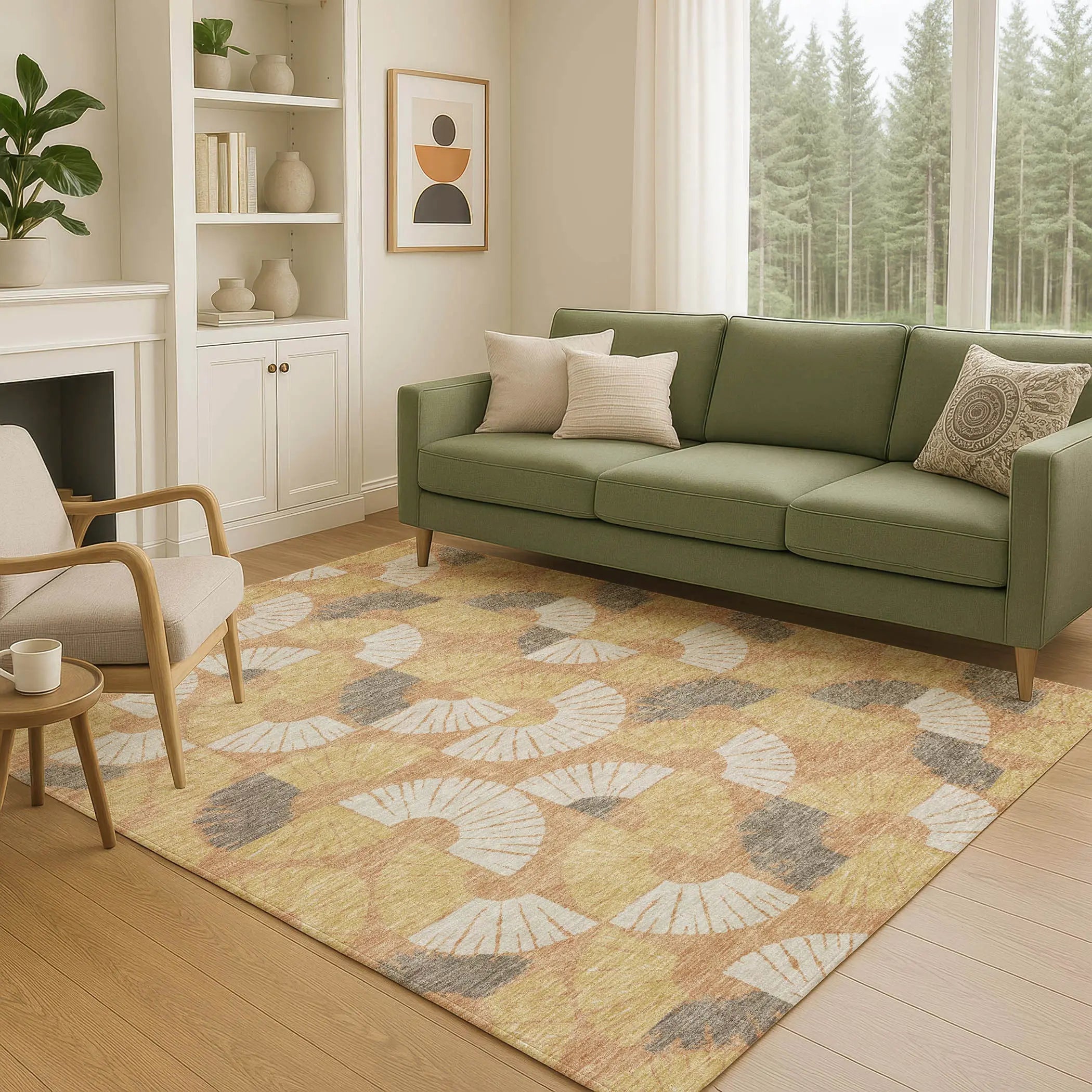 9' X 12' Copper And Gold Geometric Washable Indoor Outdoor Area Rug Homeroots Outdoor