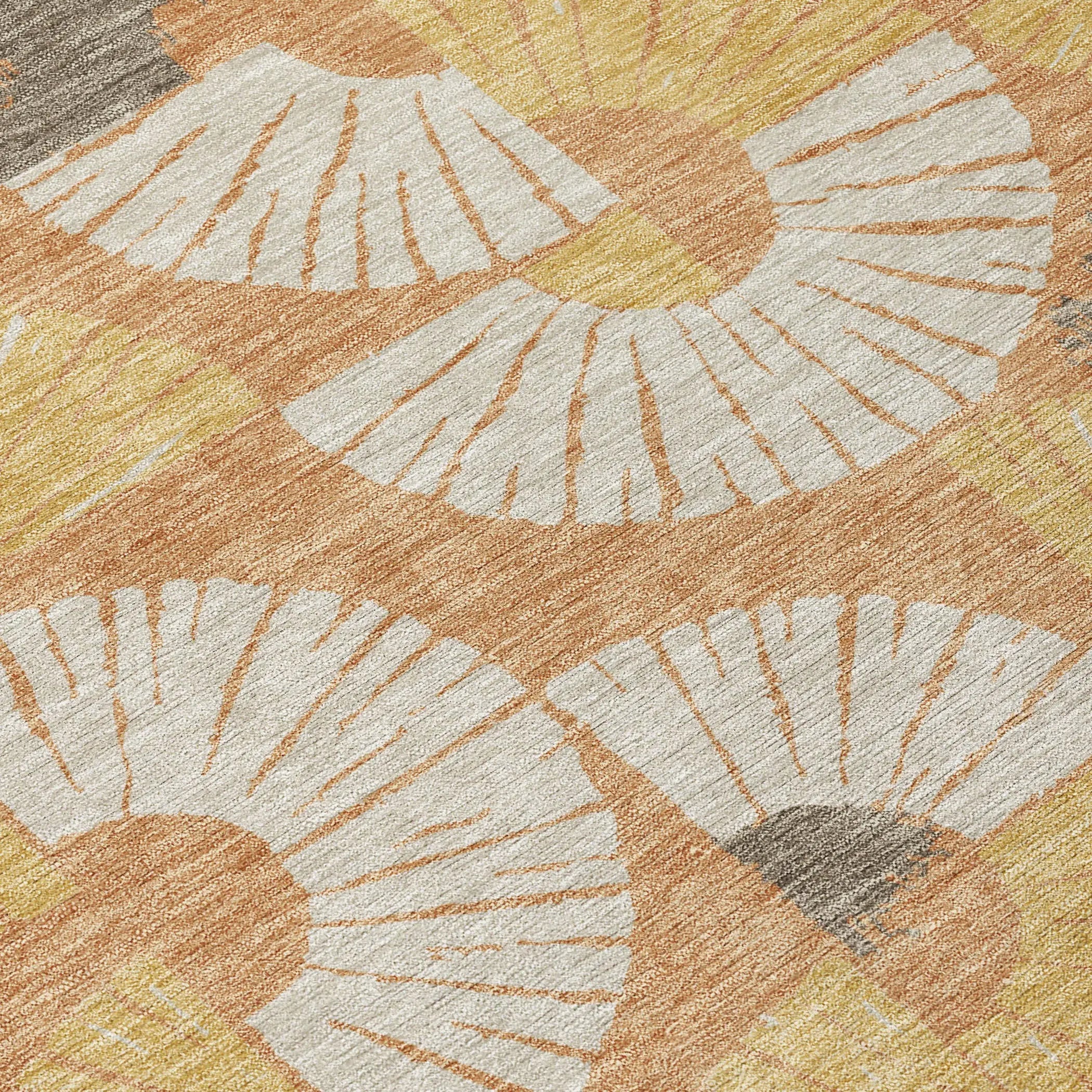 9' X 12' Copper And Gold Geometric Washable Indoor Outdoor Area Rug Homeroots Outdoor