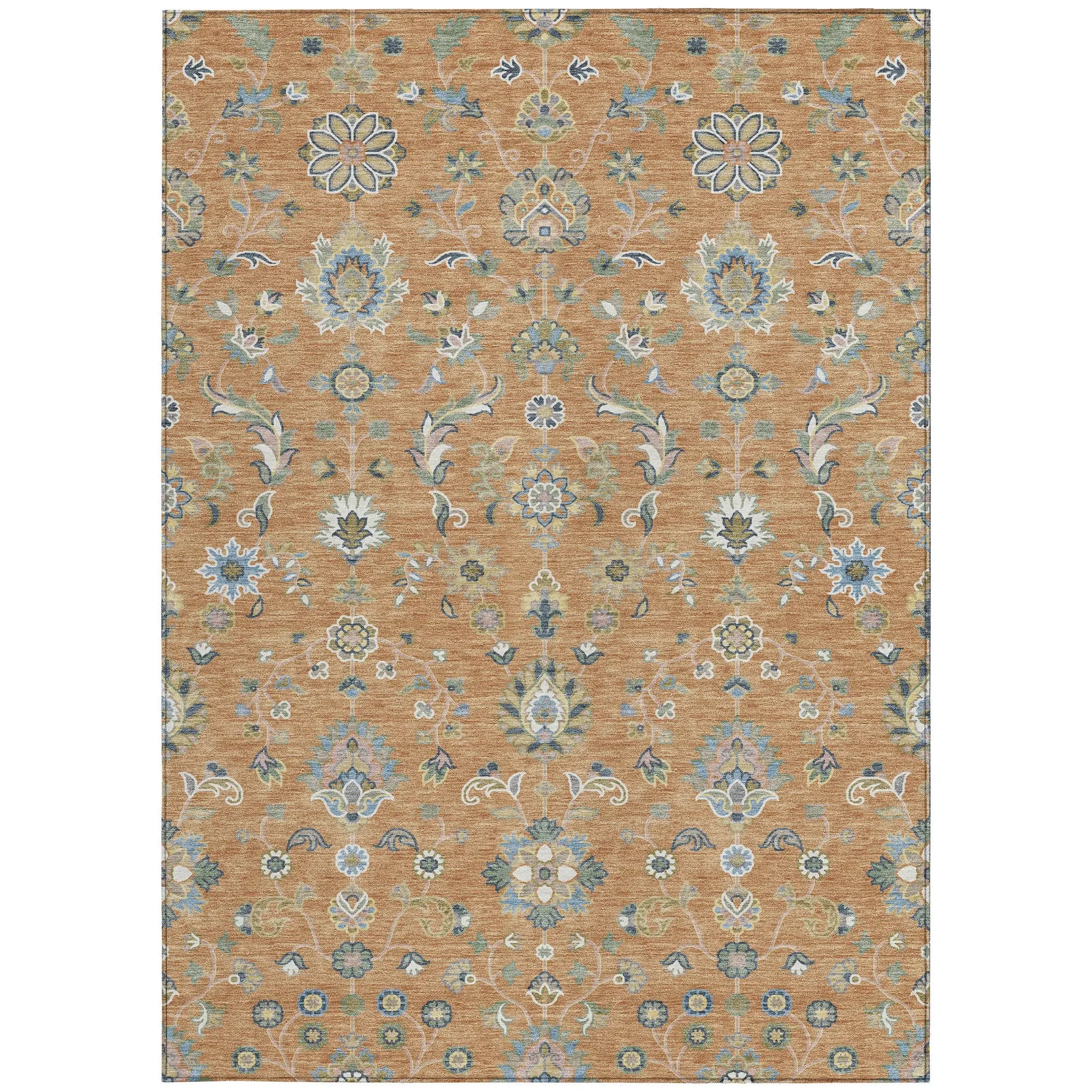 9' X 12' Copper And Green Abstract Washable Indoor Outdoor Area Rug Homeroots Outdoor