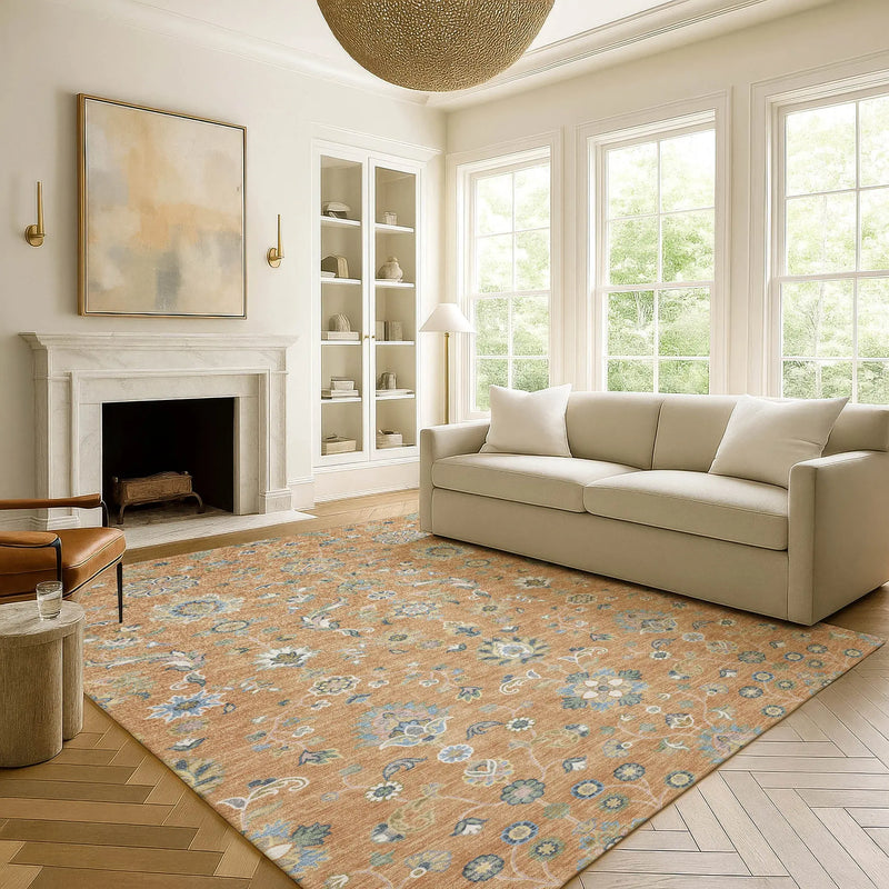 9' X 12' Copper And Green Abstract Washable Indoor Outdoor Area Rug Homeroots Outdoor