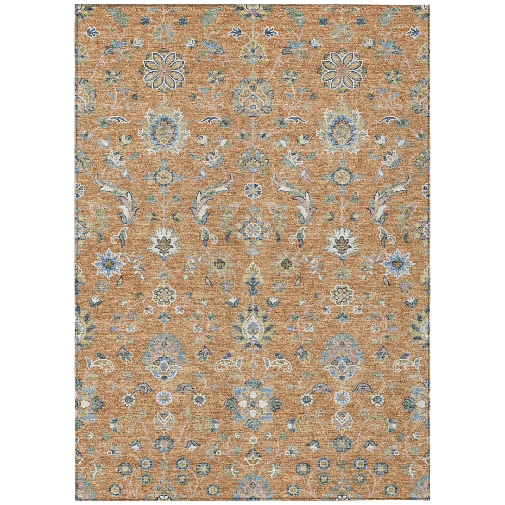 9' X 12' Copper And Green Abstract Washable Indoor Outdoor Area Rug Homeroots Outdoor