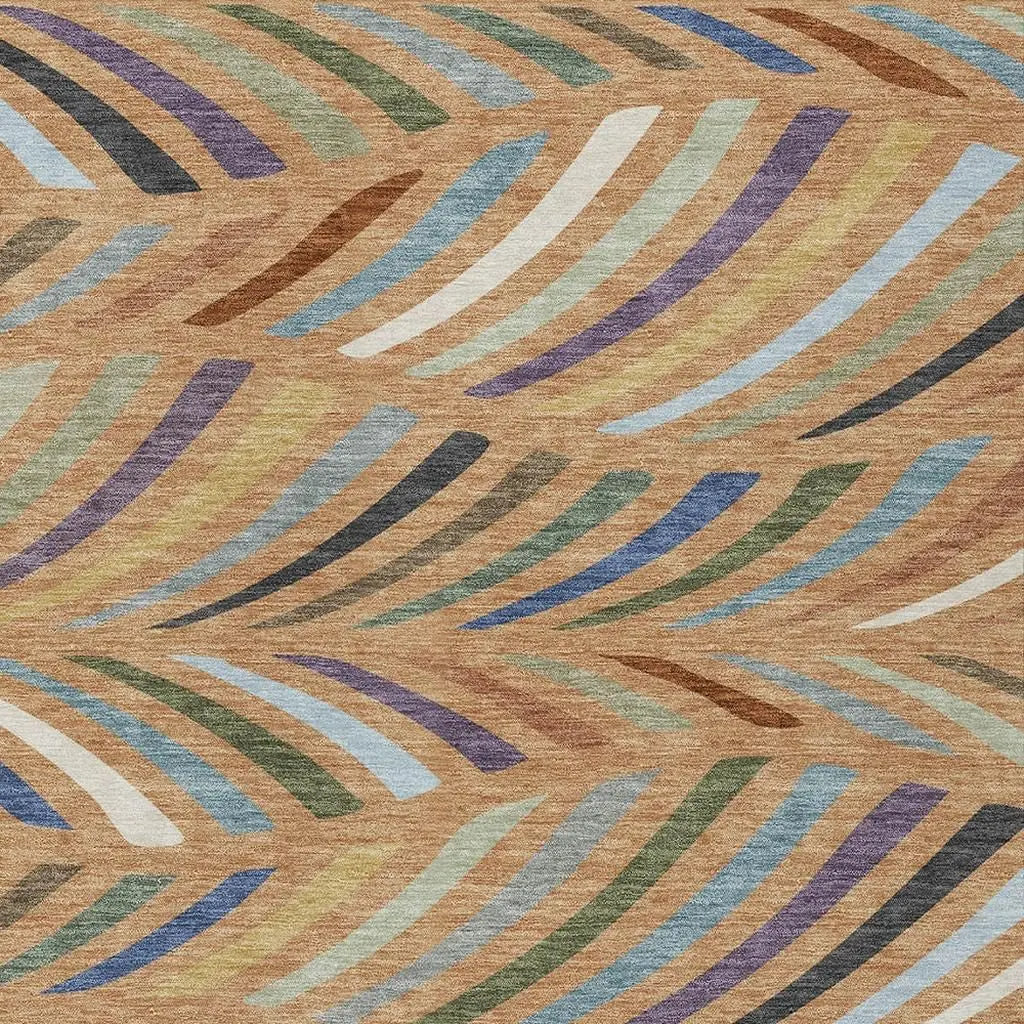 9' X 12' Copper And Green Abstract Washable Indoor Outdoor Area Rug Homeroots Outdoor