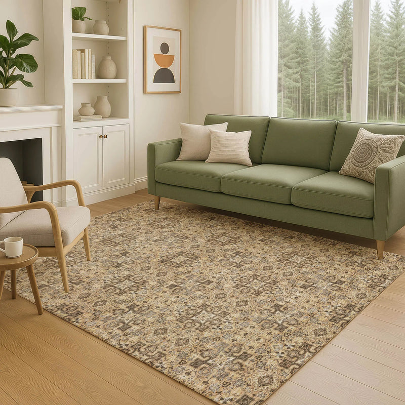 9' X 12' Copper And Green Oriental Washable Indoor Outdoor Area Rug Homeroots Outdoor
