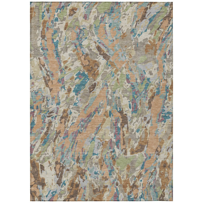 9' X 12' Copper And Ivory Abstract Washable Indoor Outdoor Area Rug Homeroots Outdoor