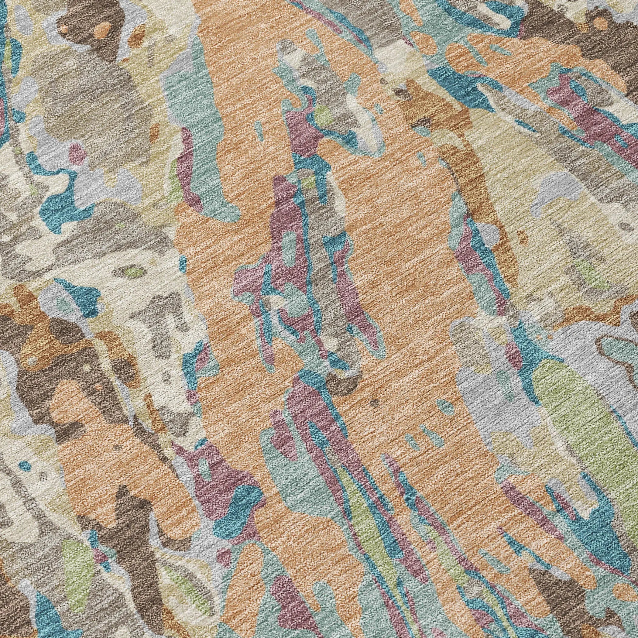 9' X 12' Copper And Ivory Abstract Washable Indoor Outdoor Area Rug Homeroots Outdoor
