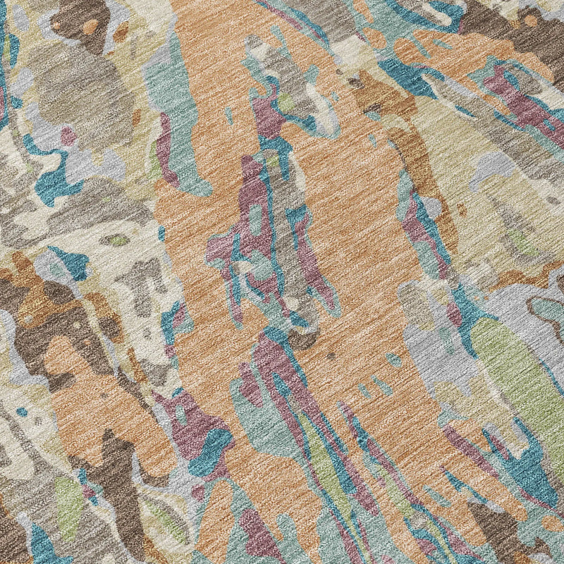 9' X 12' Copper And Ivory Abstract Washable Indoor Outdoor Area Rug Homeroots Outdoor
