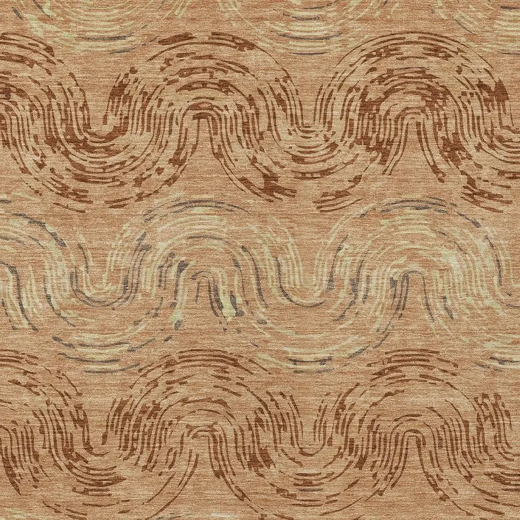 9' X 12' Copper And Orange Abstract Washable Indoor Outdoor Area Rug Homeroots Outdoor