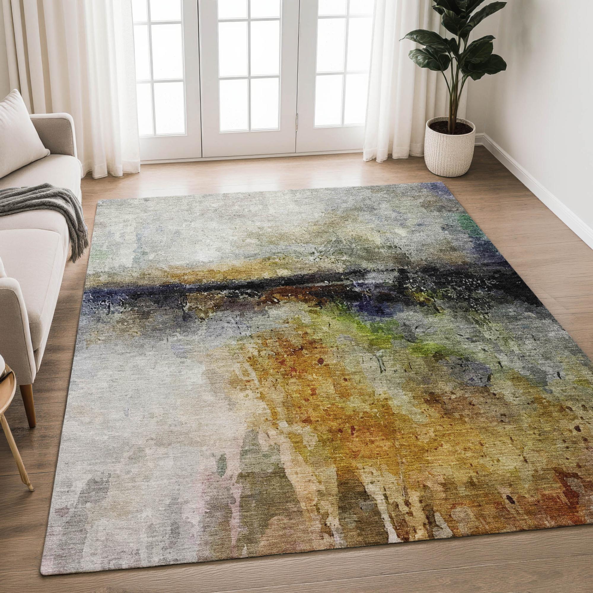 9' X 12' Copper And Orange Abstract Washable Indoor Outdoor Area Rug Homeroots Outdoor