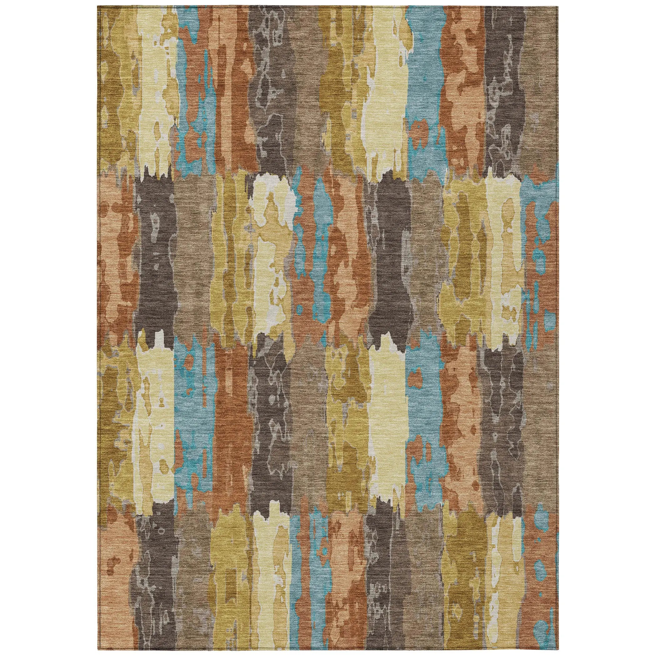 9' X 12' Copper And Orange Abstract Washable Indoor Outdoor Area Rug Homeroots Outdoor