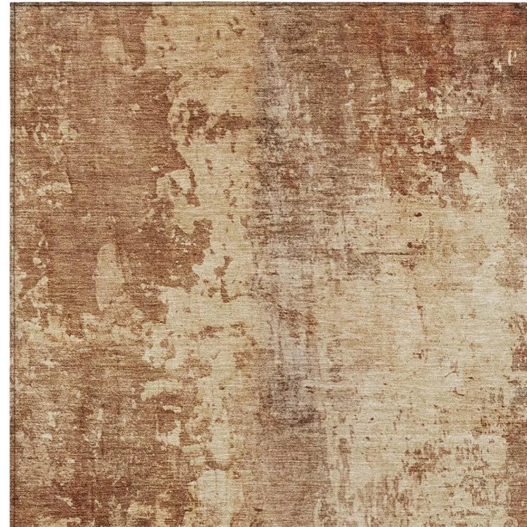 9' X 12' Copper And Orange Abstract Washable Indoor Outdoor Area Rug Homeroots Outdoor