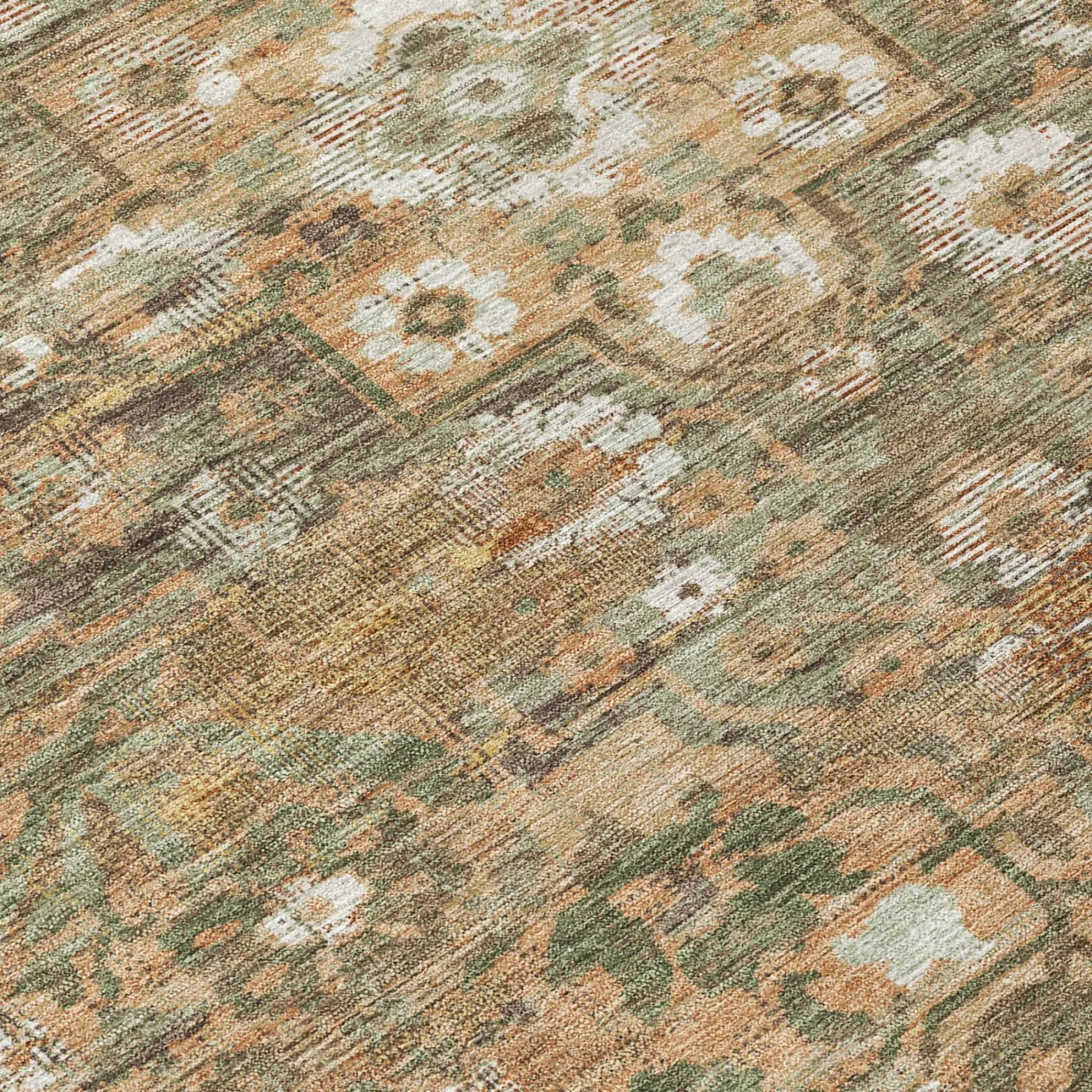 9' X 12' Copper And Orange Floral Medallion Washable Indoor Outdoor Area Rug Homeroots Outdoor