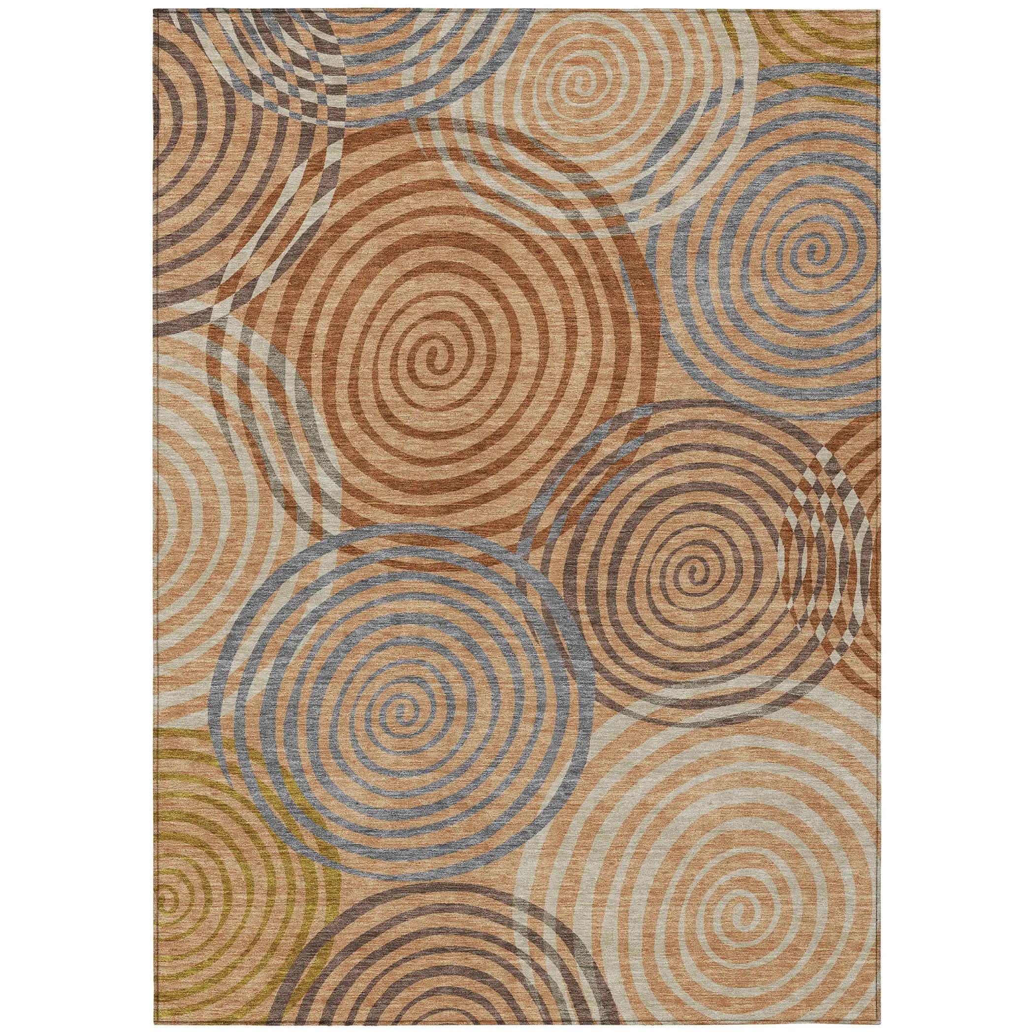 9' X 12' Copper And Orange Geometric Washable Indoor Outdoor Area Rug Homeroots Outdoor