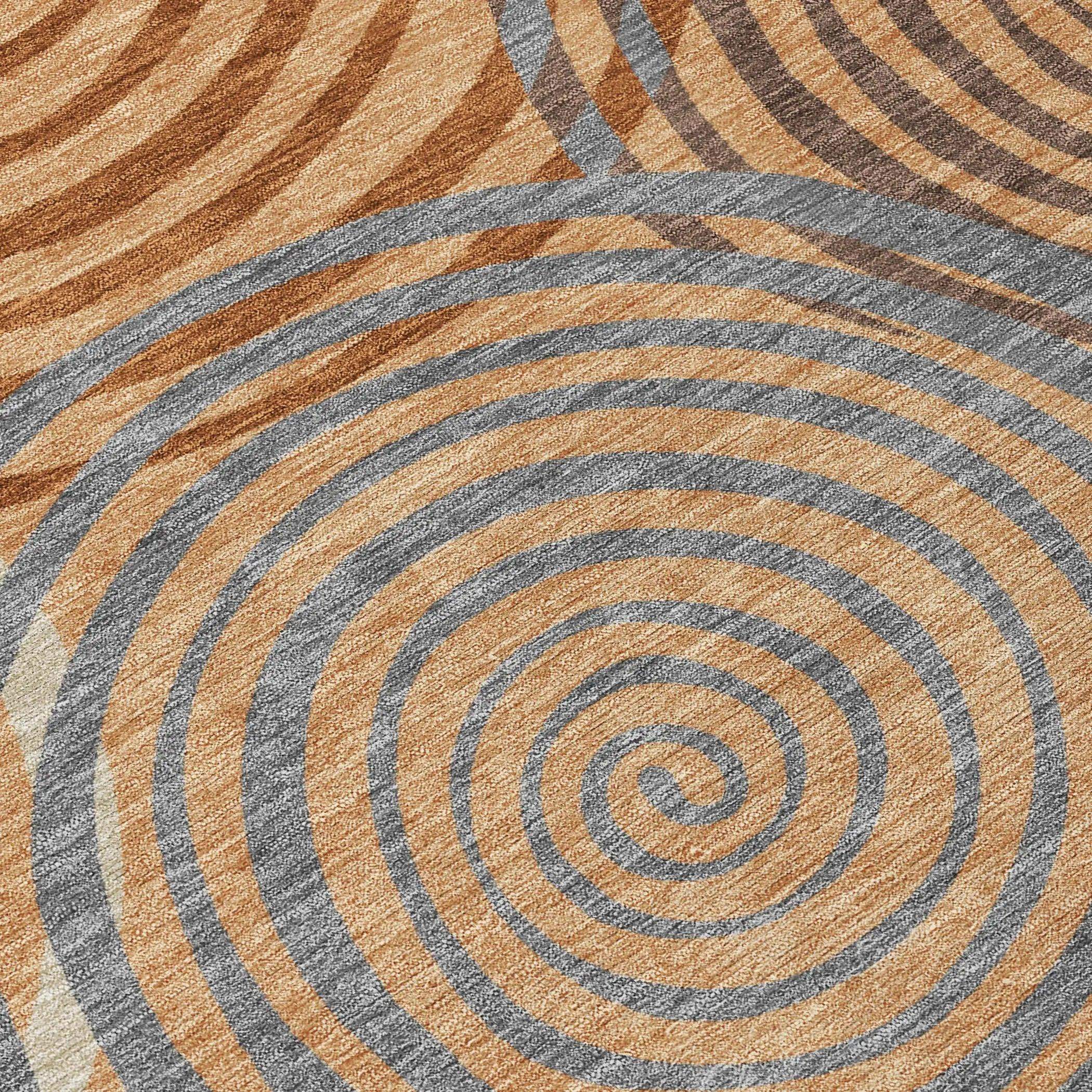 9' X 12' Copper And Orange Geometric Washable Indoor Outdoor Area Rug Homeroots Outdoor