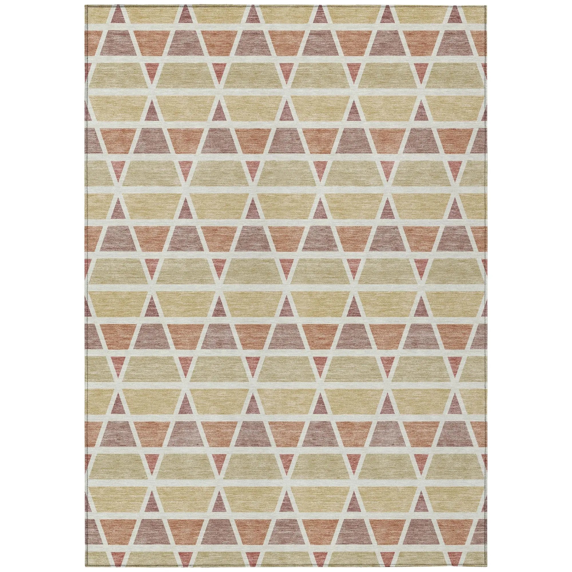 9' X 12' Copper And Orange Geometric Washable Indoor Outdoor Area Rug Homeroots Outdoor