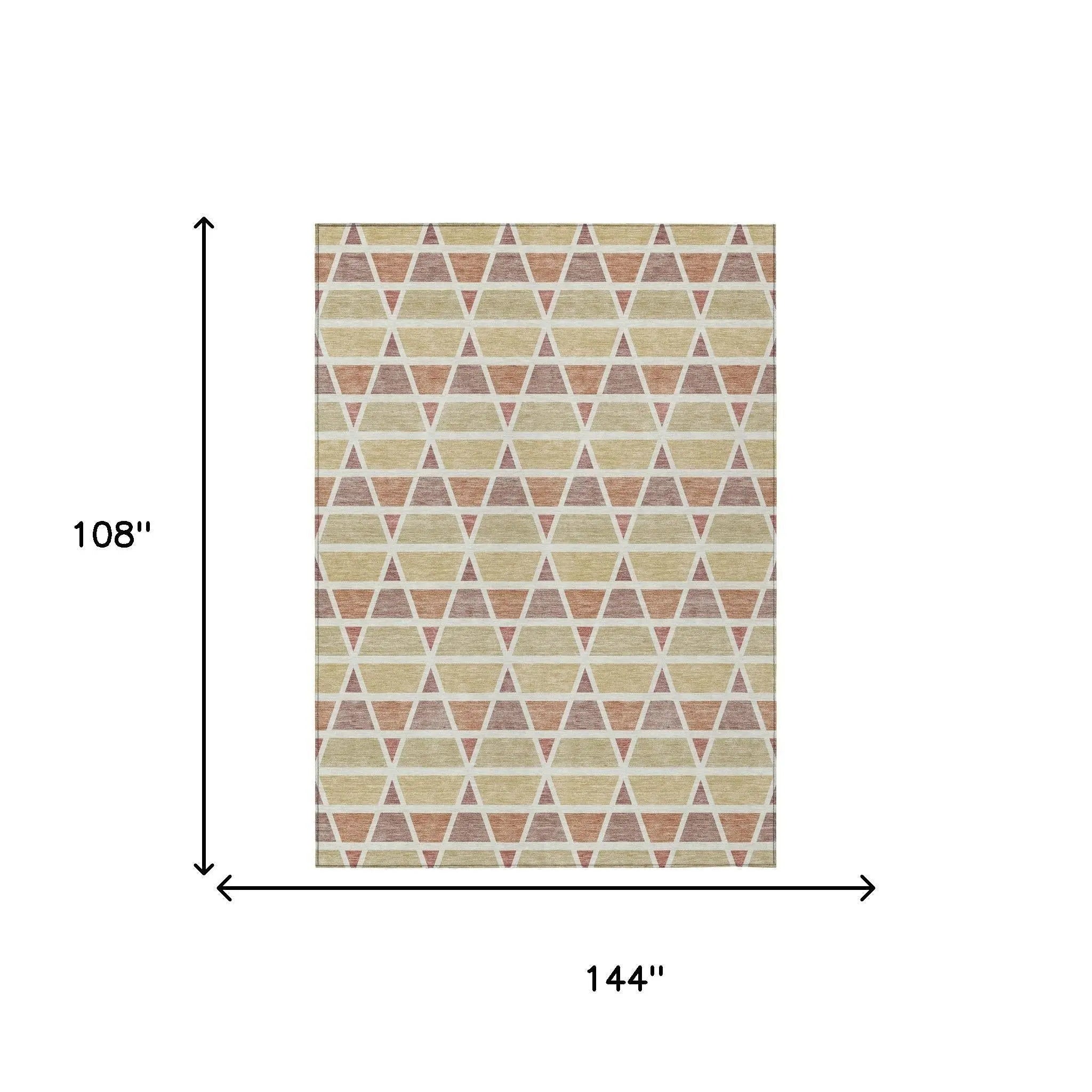 9' X 12' Copper And Orange Geometric Washable Indoor Outdoor Area Rug Homeroots Outdoor