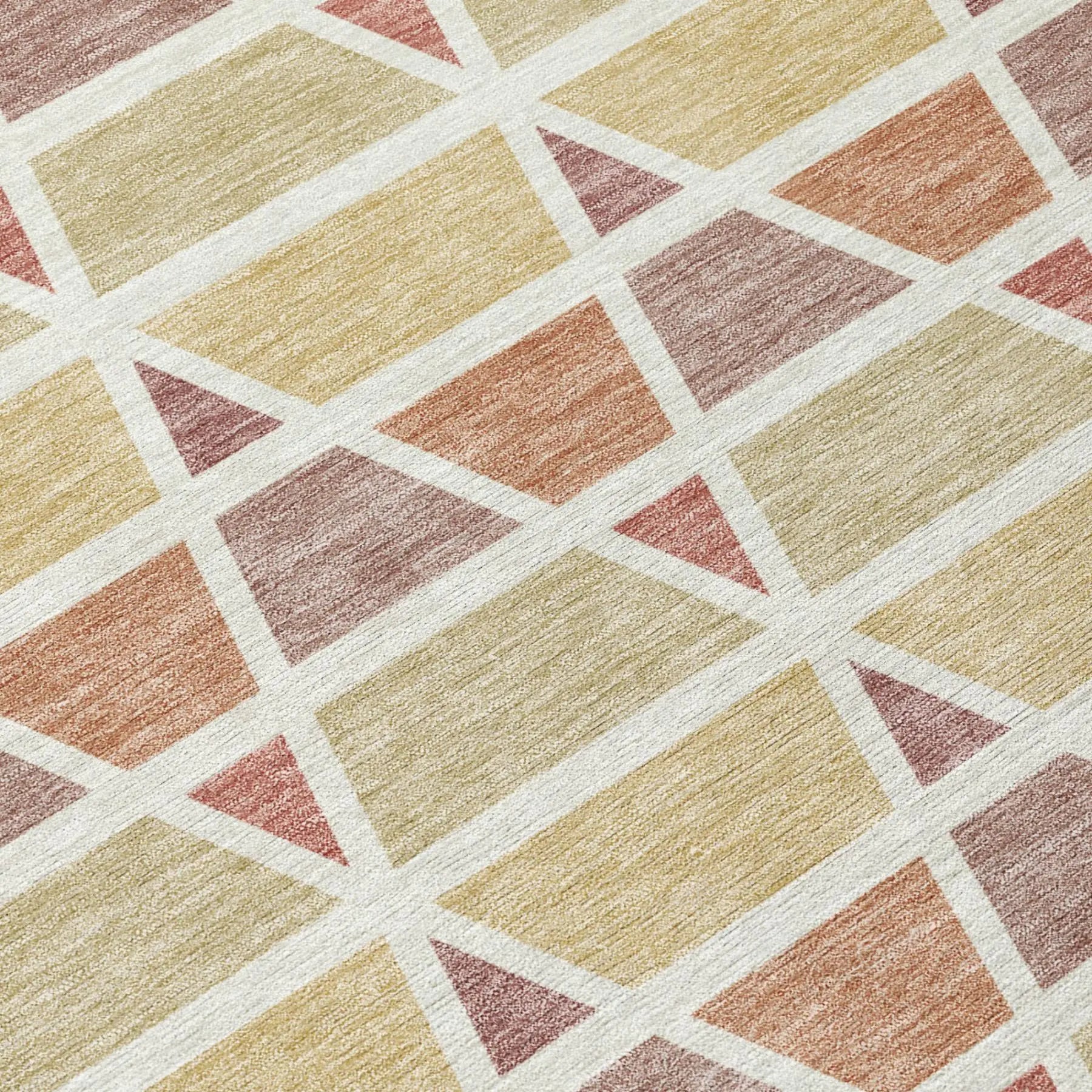 9' X 12' Copper And Orange Geometric Washable Indoor Outdoor Area Rug Homeroots Outdoor