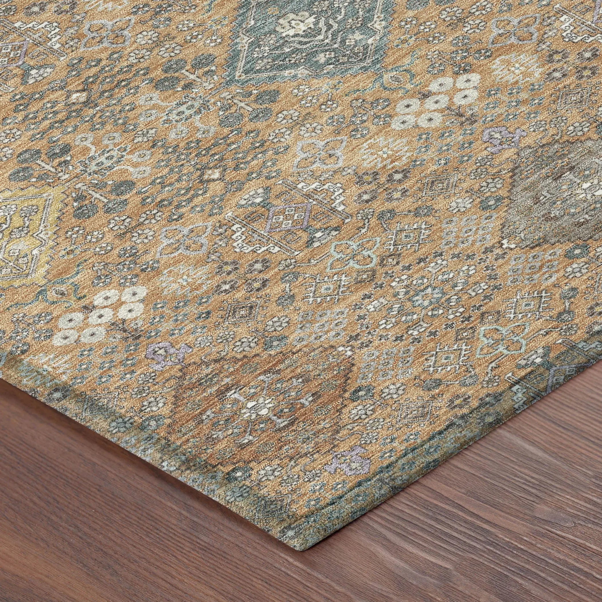 9' X 12' Copper And Orange Oriental Washable Indoor Outdoor Area Rug Homeroots Outdoor