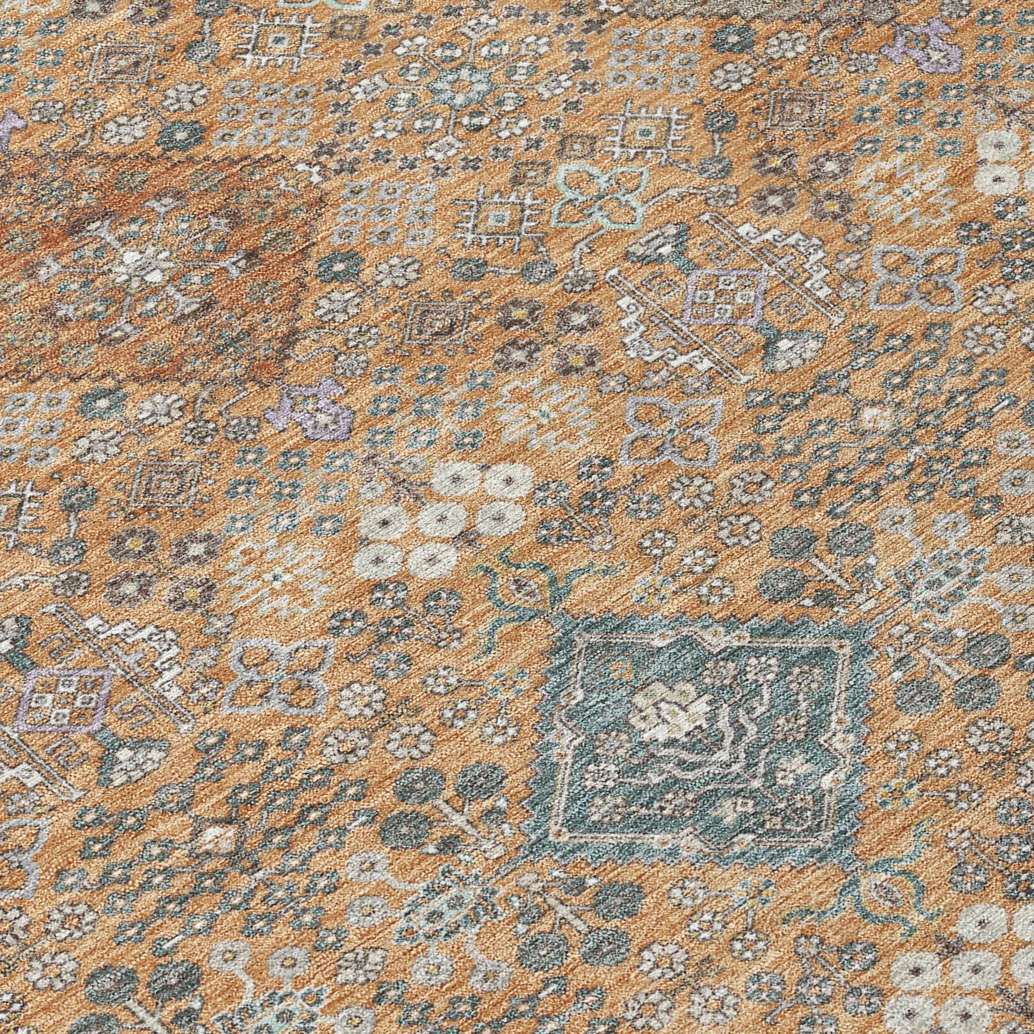 9' X 12' Copper And Orange Oriental Washable Indoor Outdoor Area Rug Homeroots Outdoor