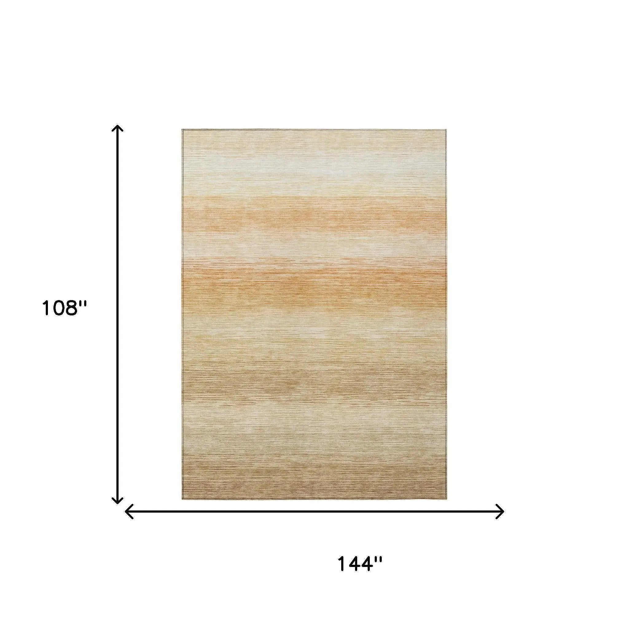 9' X 12' Copper And Orange Striped Washable Indoor Outdoor Area Rug Homeroots Outdoor