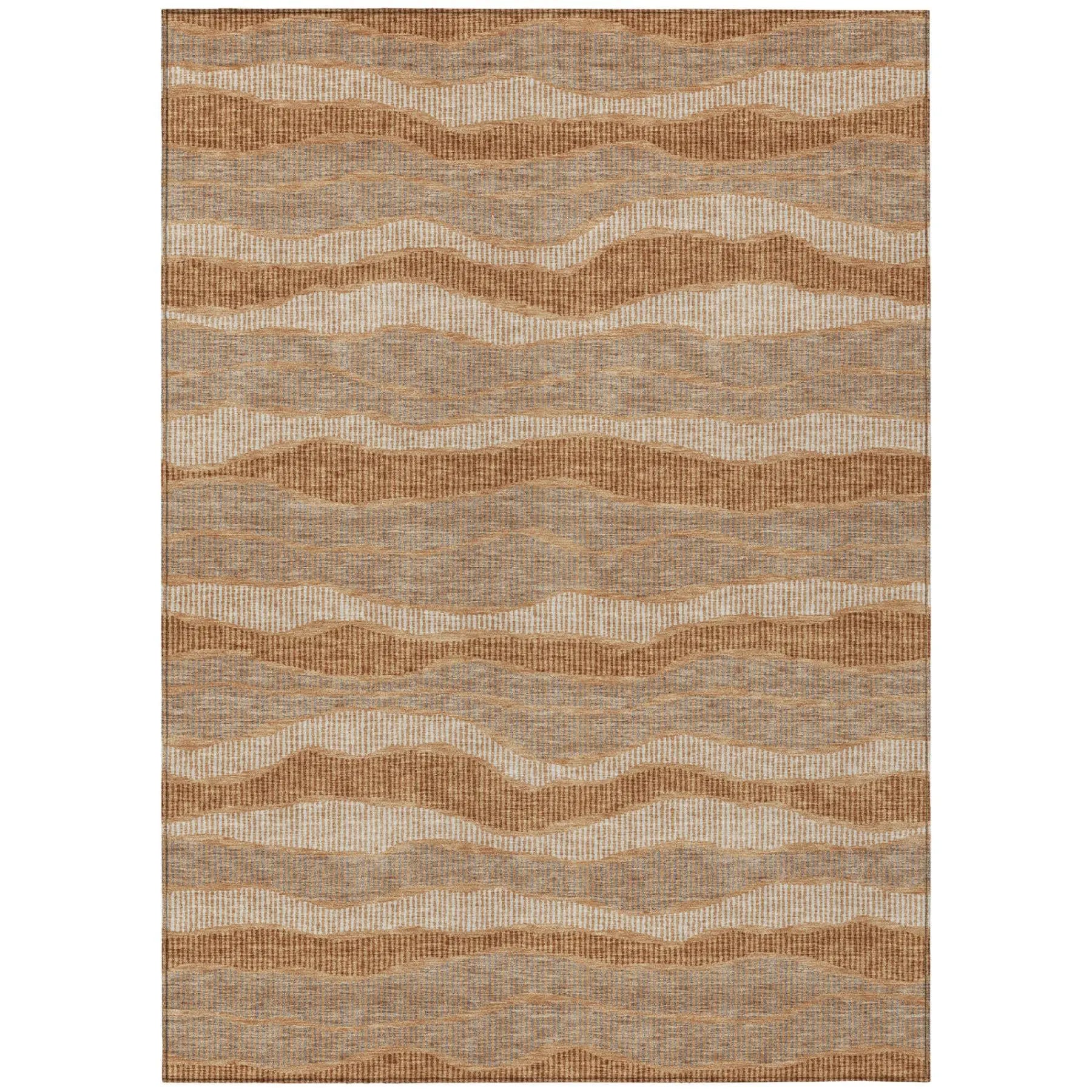 9' X 12' Copper And Orange Striped Washable Indoor Outdoor Area Rug Homeroots Outdoor