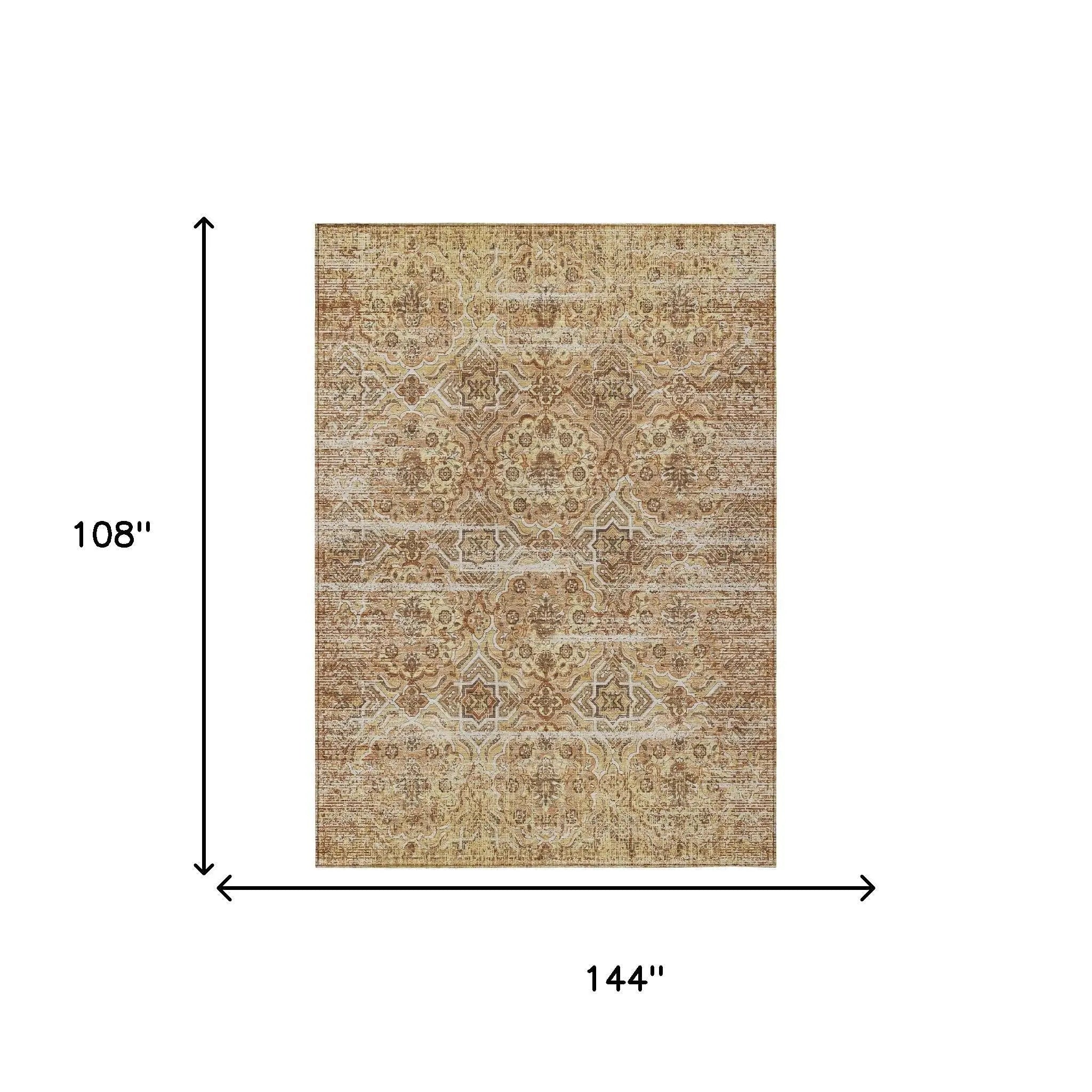 9' X 12' Copper And Purple Floral Washable Indoor Outdoor Area Rug Homeroots Outdoor