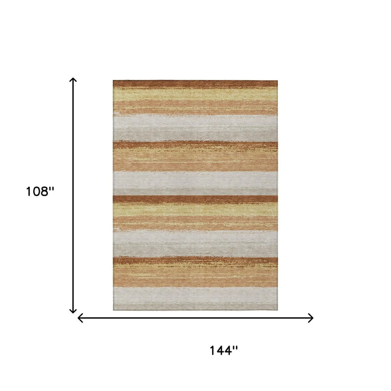 9' X 12' Copper And Purple Striped Washable Indoor Outdoor Area Rug Homeroots Outdoor
