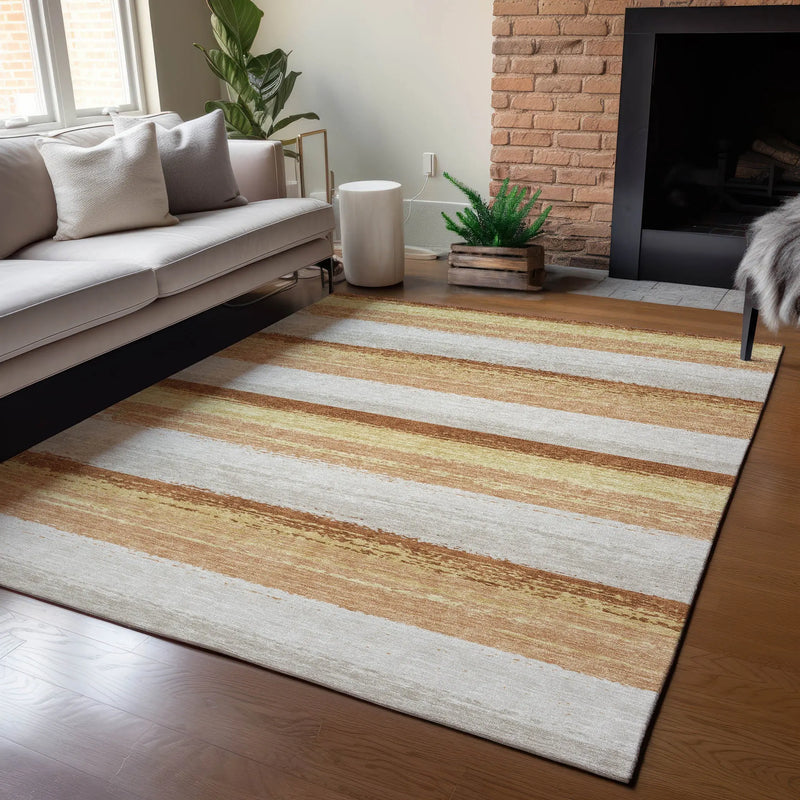 9' X 12' Copper And Purple Striped Washable Indoor Outdoor Area Rug Homeroots Outdoor
