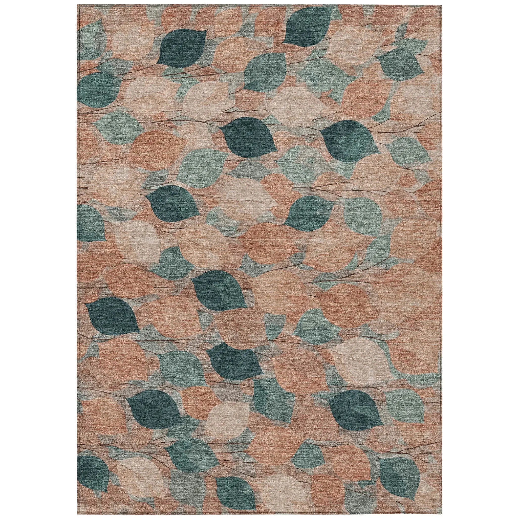 9' X 12' Copper And Salmon Floral Washable Indoor Outdoor Area Rug Homeroots Outdoor