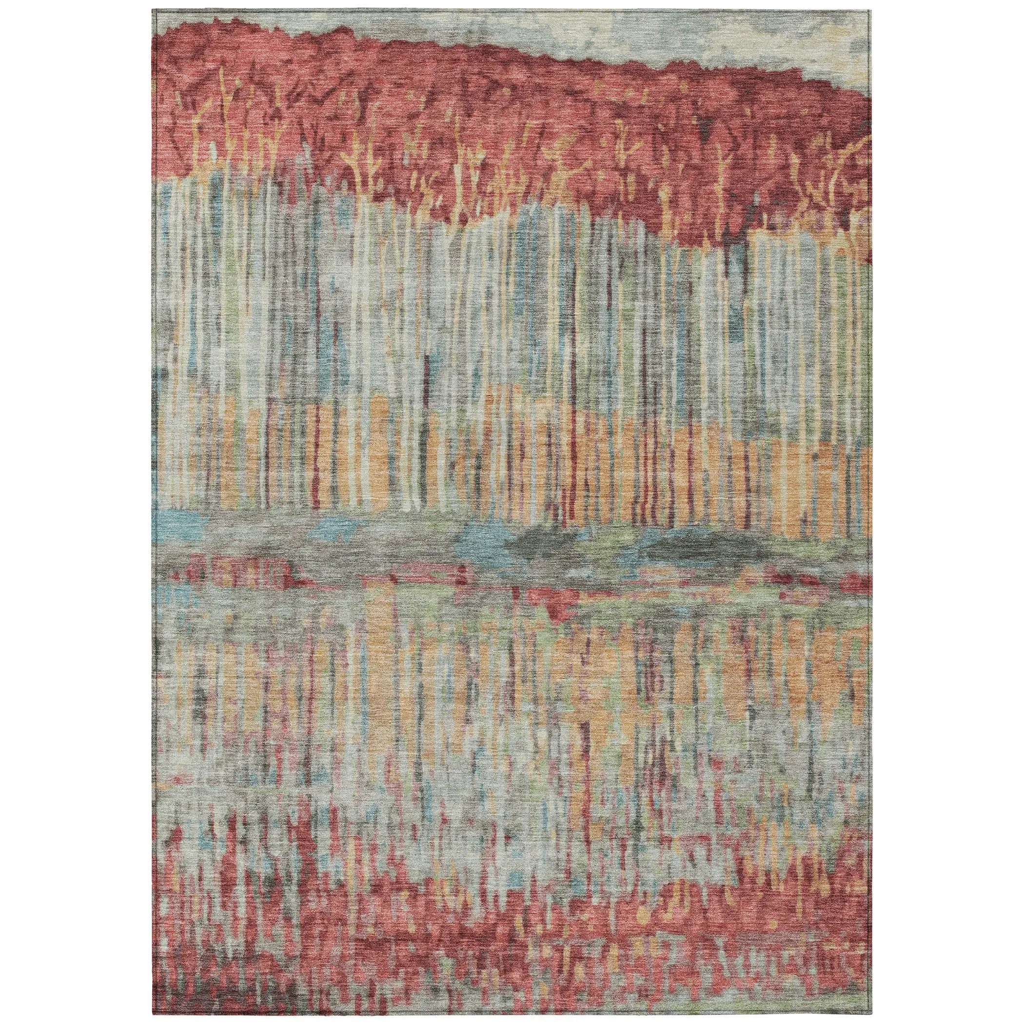 9' X 12' Coral And Sage Abstract Washable Indoor Outdoor Area Rug Homeroots Outdoor