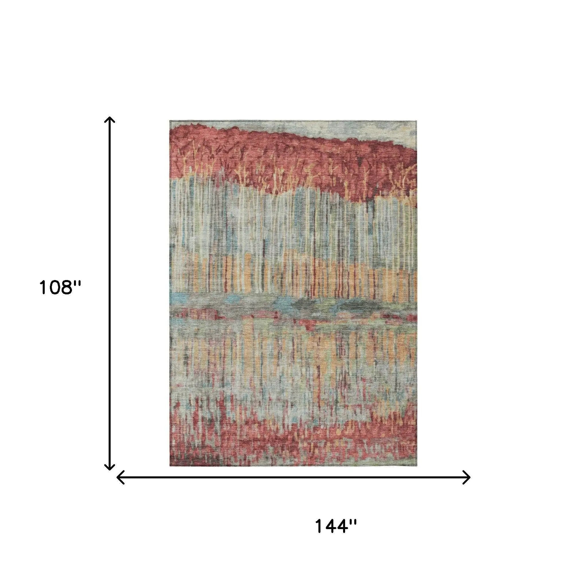 9' X 12' Coral And Sage Abstract Washable Indoor Outdoor Area Rug Homeroots Outdoor