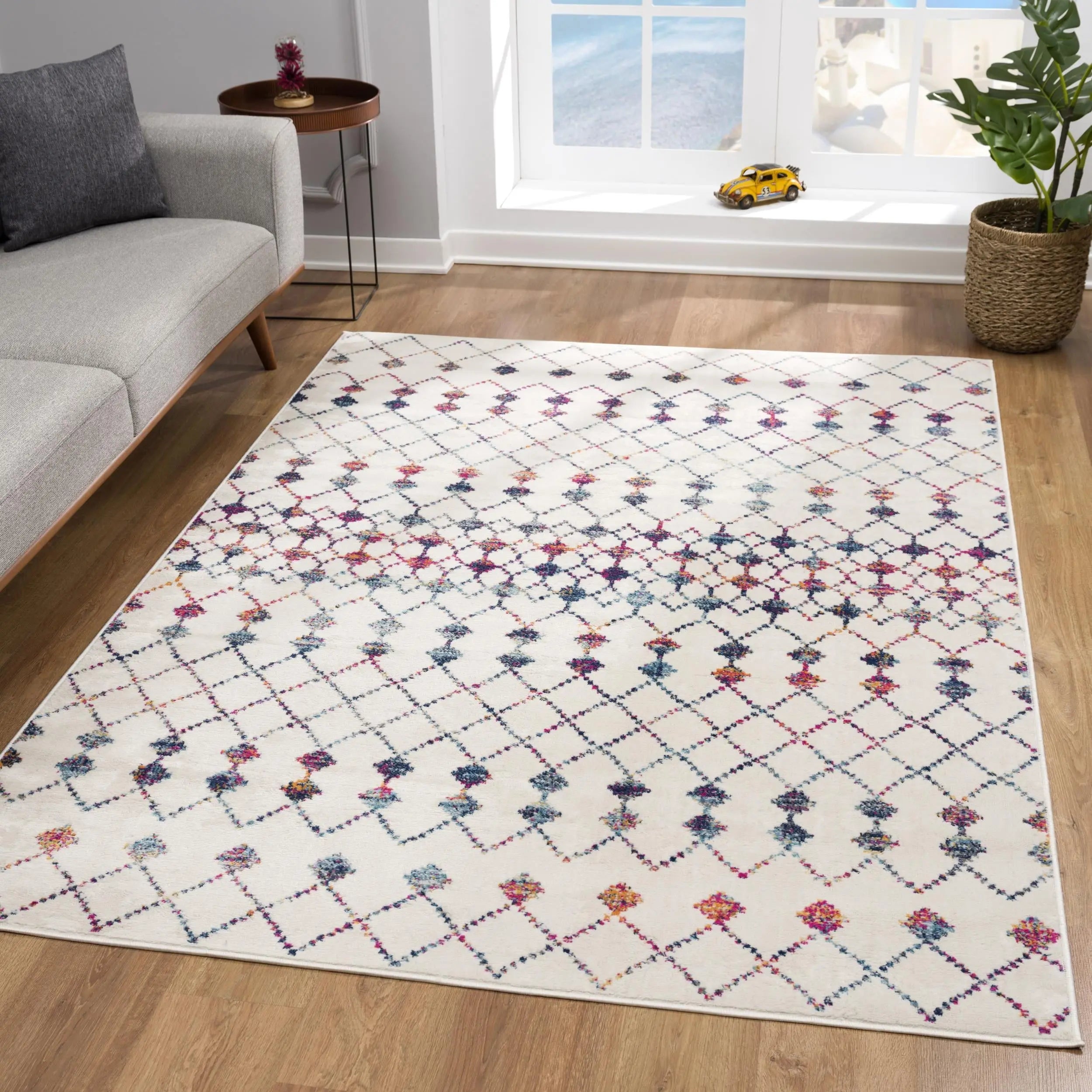 9' X 12' Cream And Blue Abstract Area Rug Homeroots Home Decor