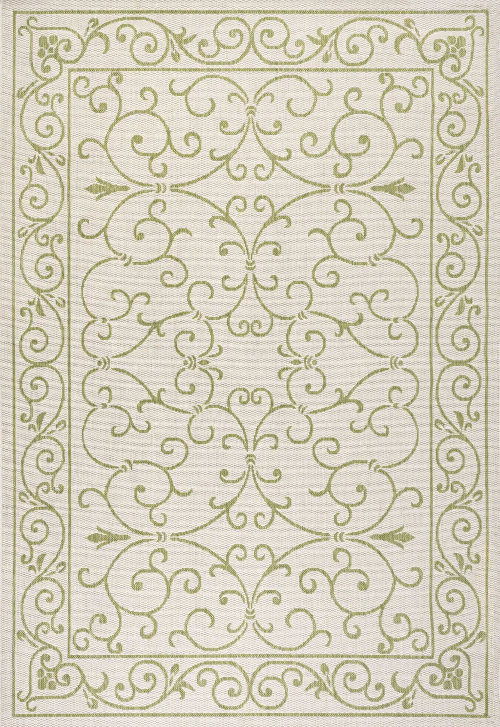 9' X 12' Cream And Green Medallion Indoor Outdoor Area Rug Homeroots Outdoor