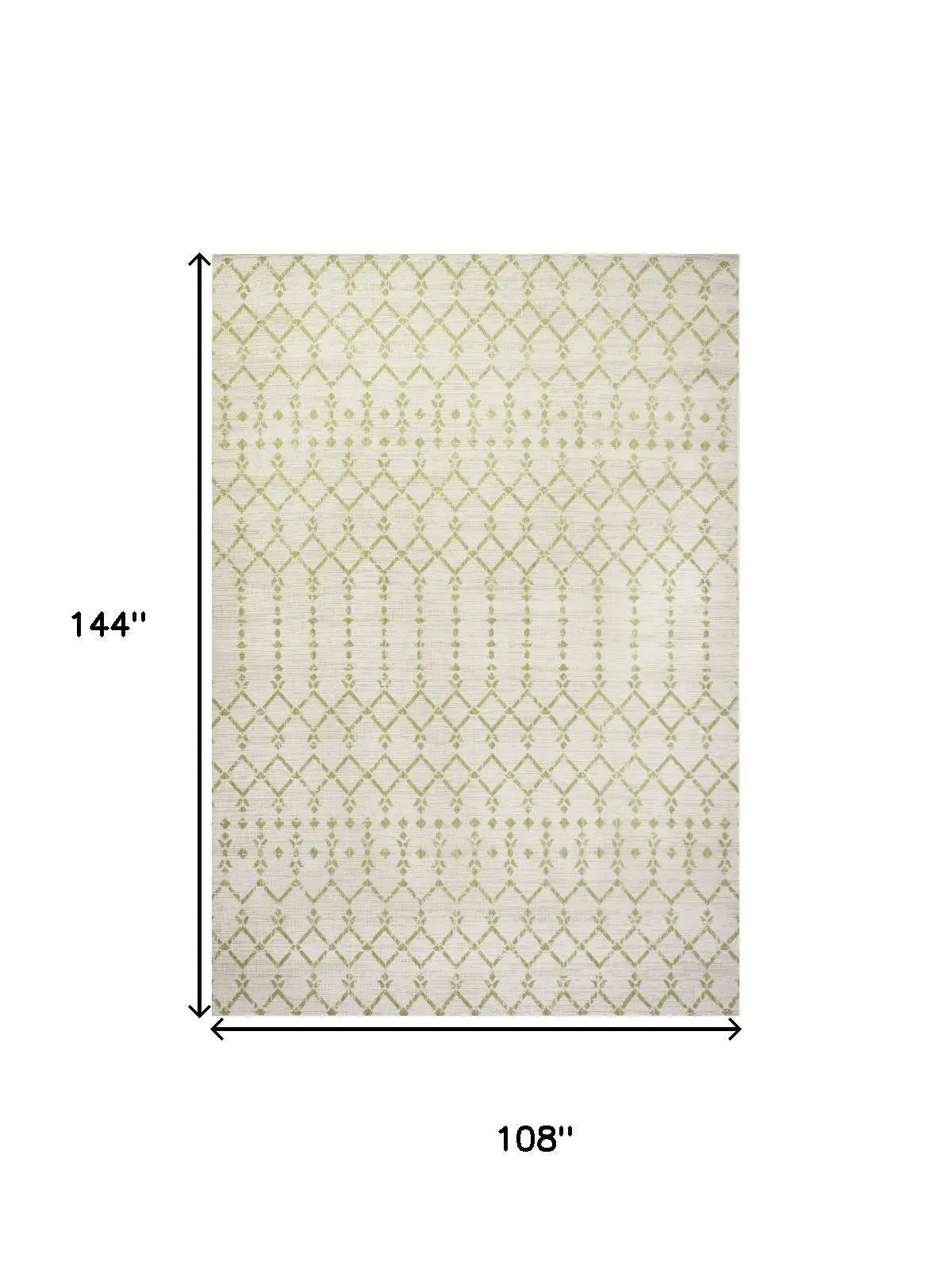 9' X 12' Cream And Green Trellis Indoor Outdoor Area Rug Homeroots Outdoor