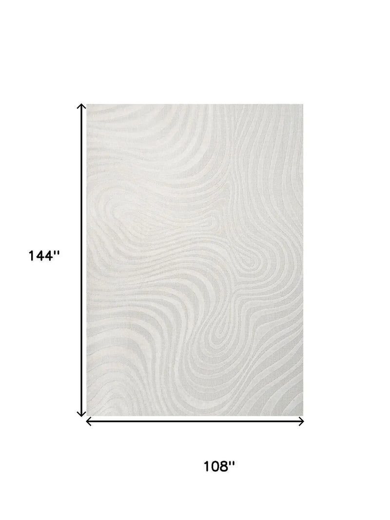 9' X 12' Cream And Ivory Abstract Indoor Outdoor Area Rug Homeroots Outdoor