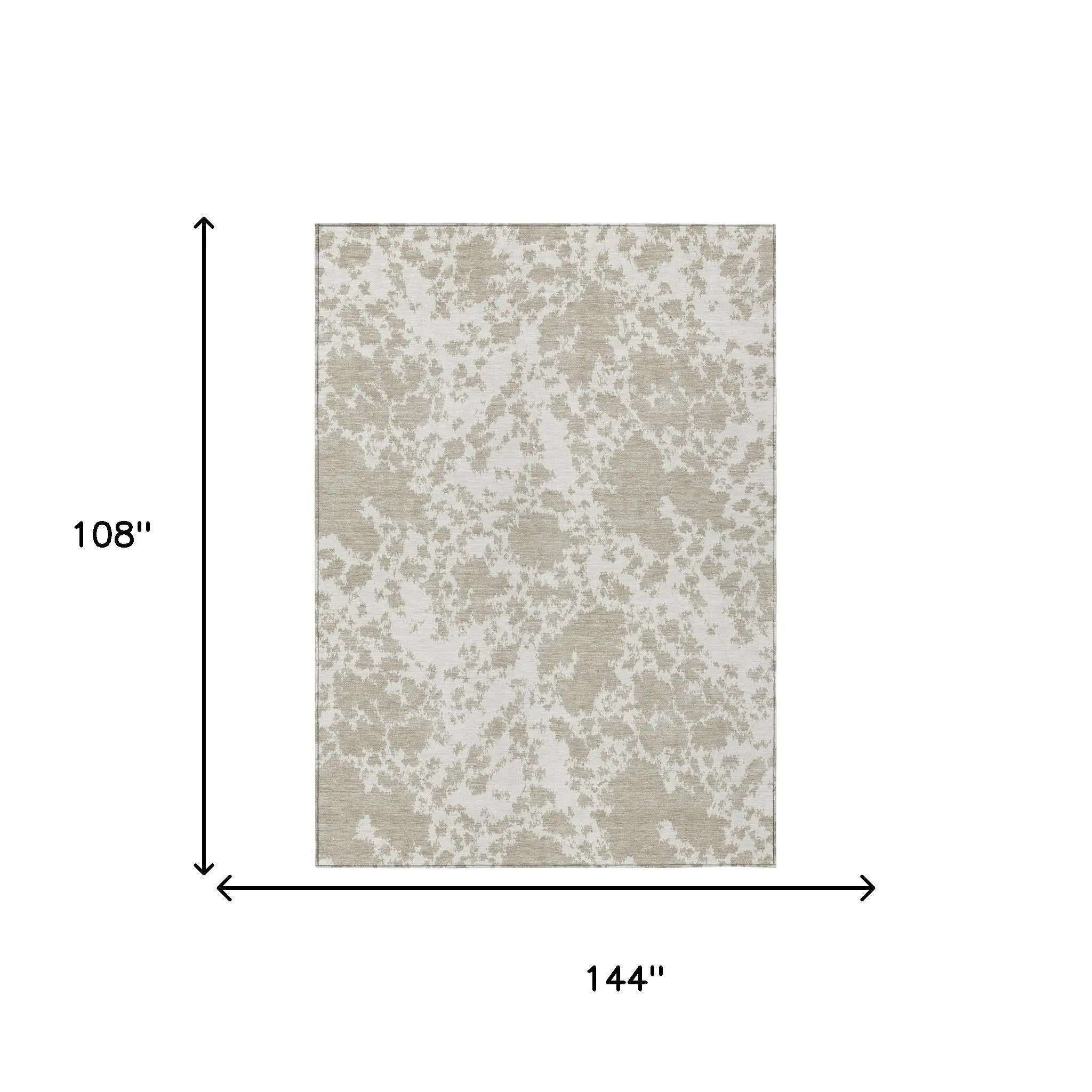 9' X 12' Cream And Ivory Abstract Washable Indoor Outdoor Area Rug Homeroots Outdoor