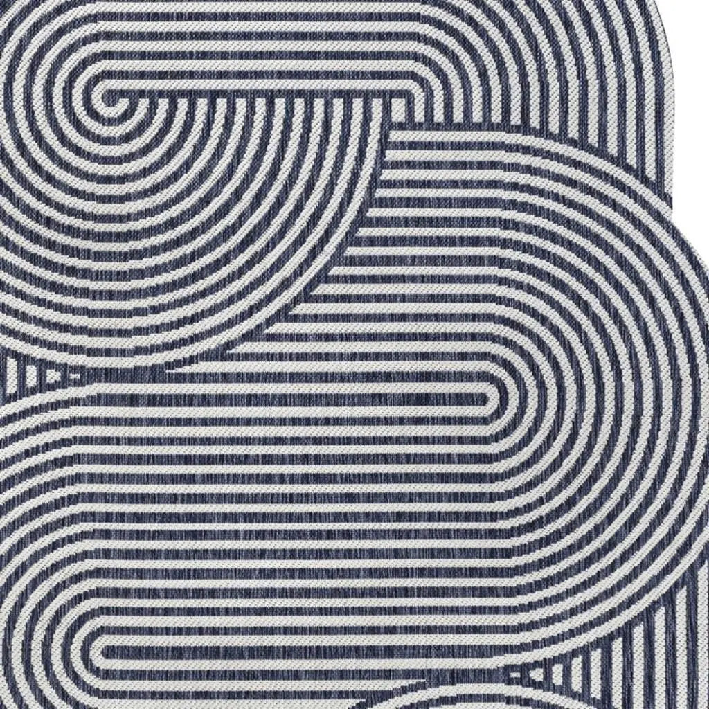 9' X 12' Cream And Navy Blue Abstract Indoor Outdoor Area Rug Homeroots Outdoor