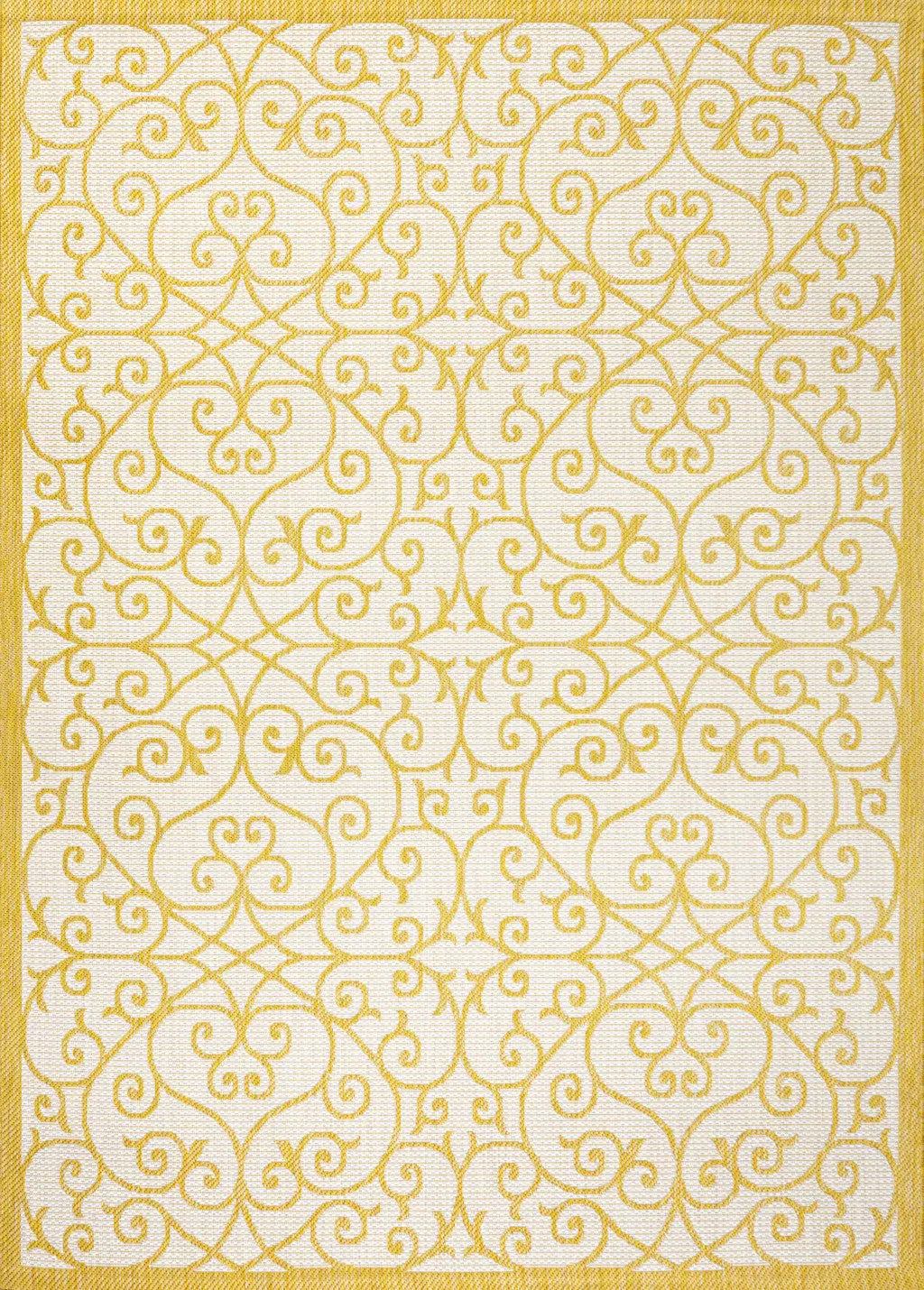9' X 12' Cream And Yellow Geometric Indoor Outdoor Area Rug Homeroots Outdoor