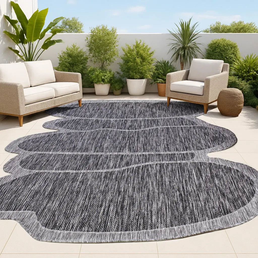 9' X 12' Dark Gray And Gray Medallion Indoor Outdoor Area Rug Homeroots Outdoor