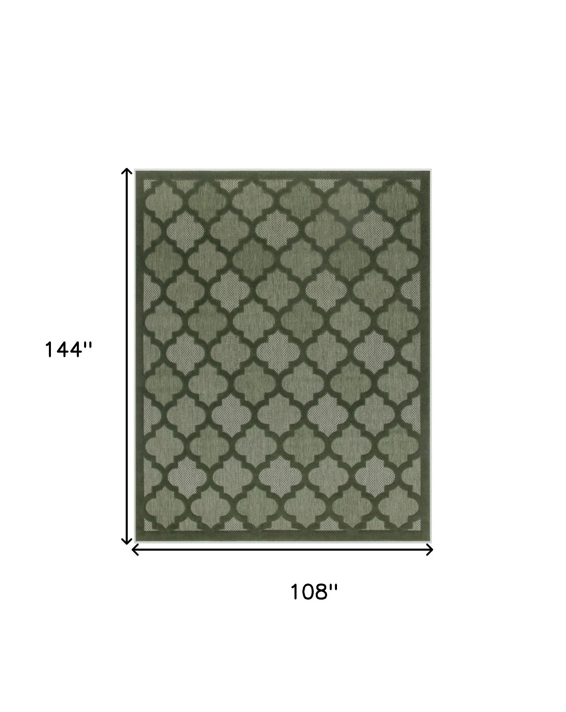 9' X 12' Dark Green And Light Green Trellis Indoor Outdoor Area Rug Homeroots Outdoor