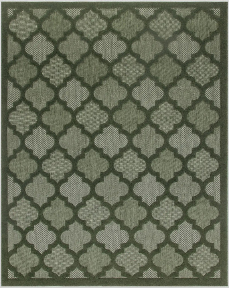 9' X 12' Dark Green And Light Green Trellis Indoor Outdoor Area Rug Homeroots Outdoor