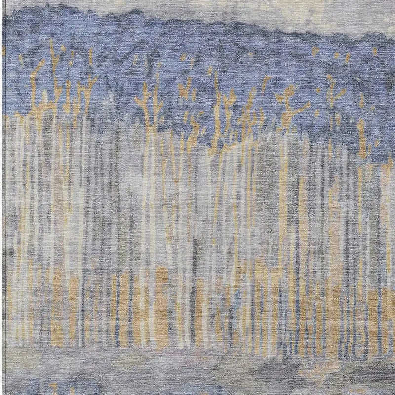 9' X 12' Denim Blue And Blue Abstract Washable Indoor Outdoor Area Rug Homeroots Outdoor