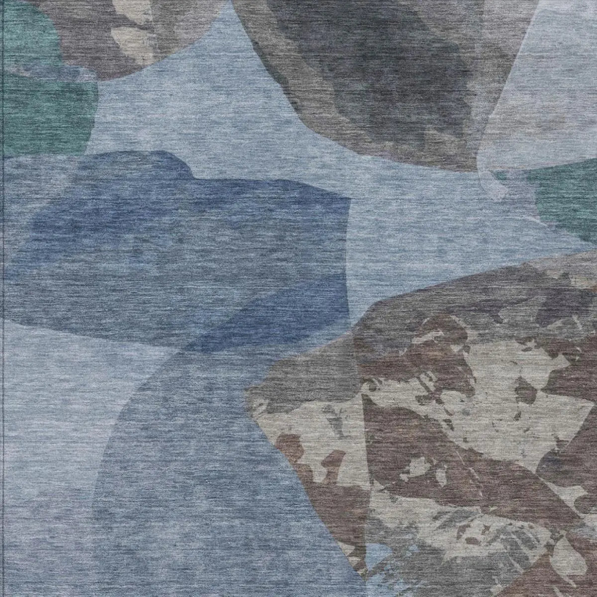 9' X 12' Denim Blue And Blue Abstract Washable Indoor Outdoor Area Rug Homeroots Outdoor