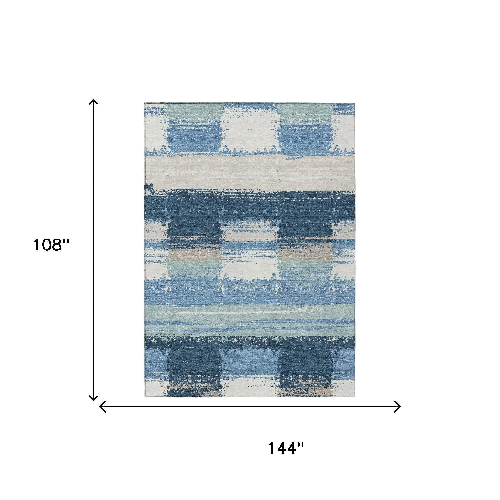 9' X 12' Denim Blue And Blue Geometric Washable Indoor Outdoor Area Rug Homeroots Outdoor