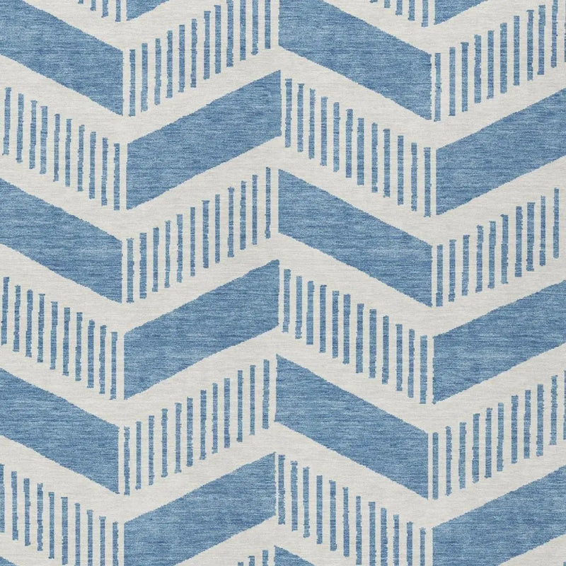 9' X 12' Denim Blue And Blue Geometric Washable Indoor Outdoor Area Rug Homeroots Outdoor