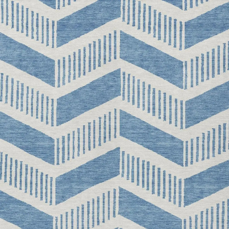 9' X 12' Denim Blue And Blue Geometric Washable Indoor Outdoor Area Rug Homeroots Outdoor