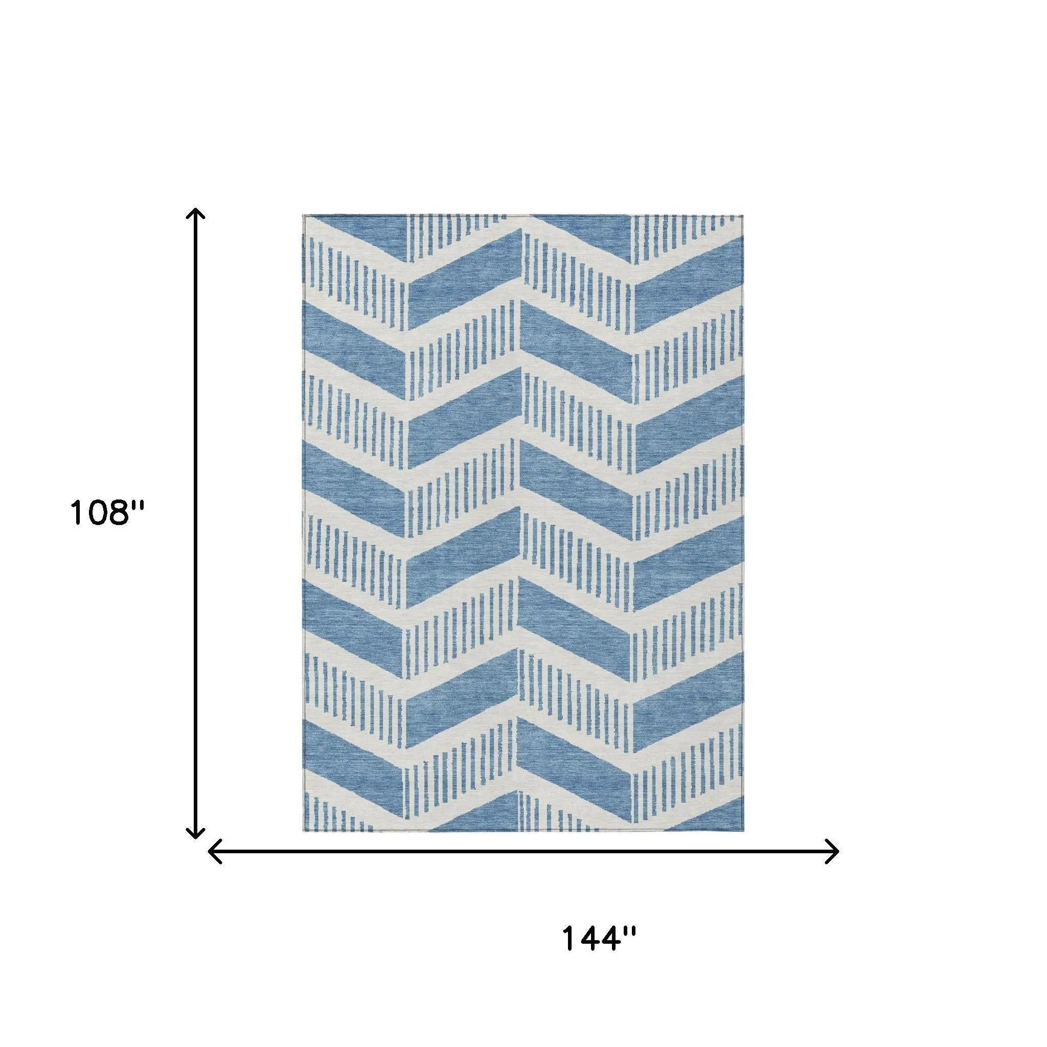 9' X 12' Denim Blue And Blue Geometric Washable Indoor Outdoor Area Rug Homeroots Outdoor