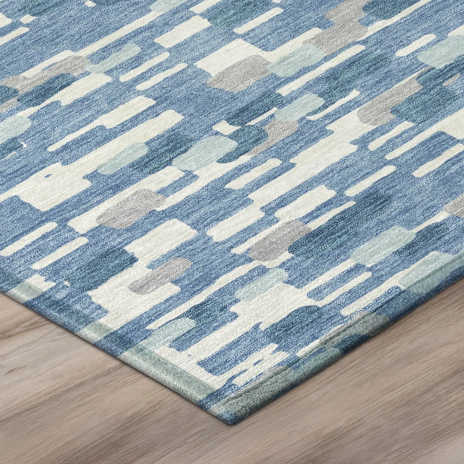 9' X 12' Denim Blue And Blue Geometric Washable Indoor Outdoor Area Rug Homeroots Outdoor